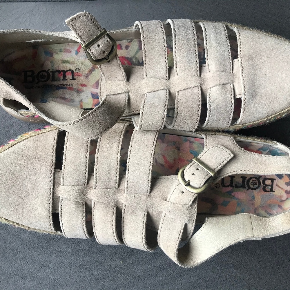 Born Cream Tan Sandals Comfy Size 11